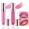 evpct 2Pcs Blush Red Pink Pearlescent Chameleon Shimmer Glitter Lipstick Lip Gloss, Long Lasting Waterproof Glitter Metallic Sparkly Glossy Lip Gloss Tint Stain Liquid Lipsticks Makeup Set for Women