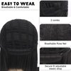 SUKRI Black Bob Wigs for Women Short Straight Bob Wigs with Bangs Middle Part Synthetic Cosplay Costume Party Wigs