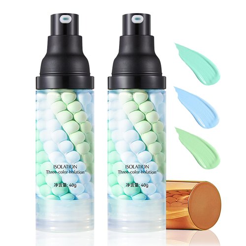 2PCS One Step Color Corrector,Color Correcting Facial Serum,Color Corrector Isolation Cream,Moisturizing Long Lasting Oil Control Invisible Pore Face Concealer Foundation Makeup Primer Base for Face