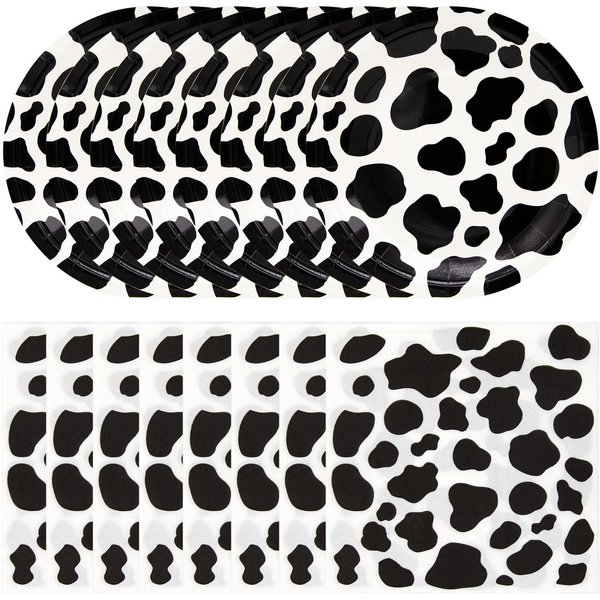 LhyBtm Cow Print Party Supplies Set Includes 20 Plates and 20 Napkins, Perfect for Birthday Baby Shower Barnyard Cowboy Cowgirl Farmhouse Cow Theme Parties Decoration Disposable Tableware