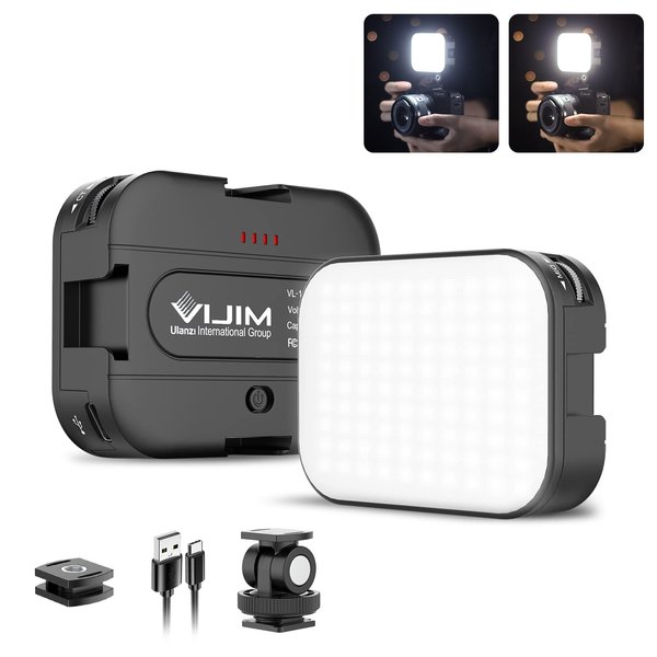 VIJIM VL100C Bi-Color LED Video Light on Camera,Mini Rechargeable 2000mAh LED Camera Lights,CRI95+ Dimmable 2500-6500K Ultra Bright Photo and Video Lighting,LED Fill Lamp