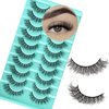 APCYUST Natural Lashes Wispy Eyelashes Fluffy Mink Lashes Naturl Look Small Strip Eyelash 10 Pairs Short Lashes Pack Lightweight Cat Eye Lash Strips Set Soft Fake Eyelash (Flare Lash | 8-14mm)