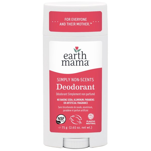 Earth Mama Simply Non-Scents Deodorant | Fragrance-free + Safe for Sensitive Skin, Pregnancy and Breastfeeding, Contains Organic Calendula and Coconut Oil, No Baking Soda or Aluminum, 2.65-Ounce