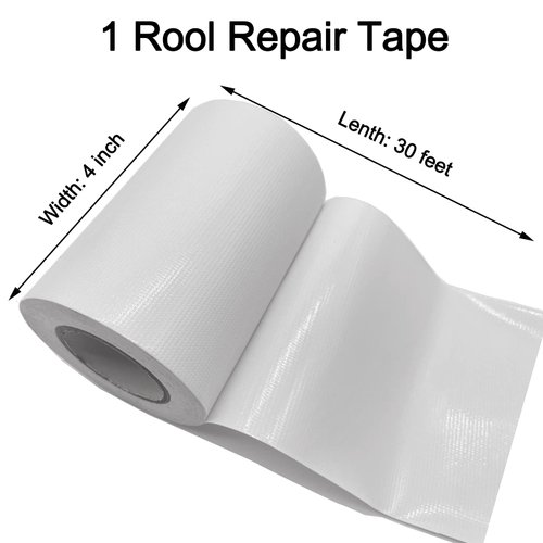 Autrends White Repair Tape - 4" x30ft Tent Repair Tape RV Awning Repair Tape Strong Adhesive Waterproof Tape Tarp Repair Tape Repair kit for Indoor/Outdoor Use, RV, Boat Etc.