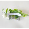 Lucky Summer Bridal Floral Hair Comb Wedding Bridesmaid Flower Greenery Headpiece (White)