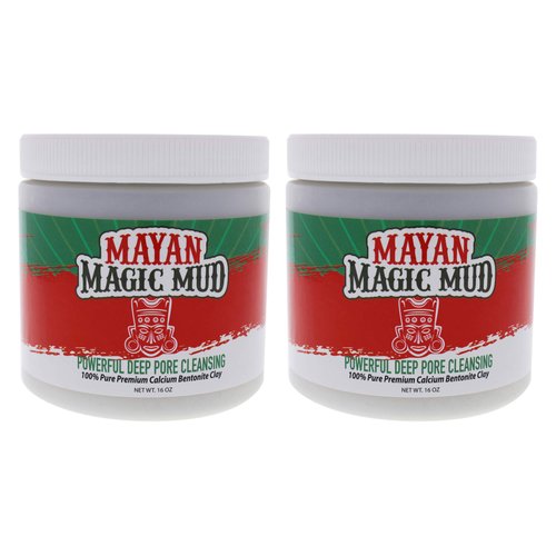 Mayan Magic Mud Powerful Deep Pore Cleansing Calcium Bentonite Clay - Natural Face Mask Peel For Men And Women - USA Made Full Facial Skin Care - Spa Level Beauty Products That Cleanse Skin - 2 Pc