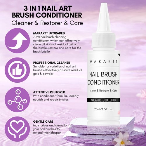 Makartt Nail Art Brushes Conditioner Cleaner, Cleaner & Restorer & Care Brush Bristles, Acrylic Brush Cleaner Gel Used for Solid Gel Polish/Nail Art Liner/Builder Gel Manicure Brush - 70ml/2.36 fl. oz