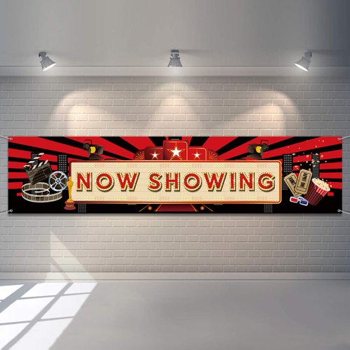 Now Showing Banner Movie Night Party Red Carpet Backdrop Party Decorations Movie Backdrop Birthda...