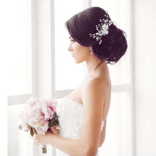 JIALWSJWAN Bridal Hair Comb Clip Pin Rhinestone Pearl Wedding Hair Accessories for Engagements, Christenings, Parties, and Proms，Silver