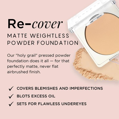HALEYS Re-cover Pressed Powder Foundation Makeup (2.25) - Buildable Medium-to-Full Coverage, Oil Control & All-Day Comfortable Wear - Versatile Powder That Conceals Imperfections