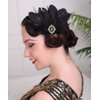 Aimimier 1920s Flapper Black Feather Headpiece Crystal Roaring 20s Feather Hair Clip Masquerade Hair Jewelry for Women
