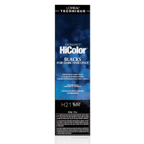 L'Oréal Technique HiColor Violet & Blacks Permanent Hair Color | Anti-Breakage Ceramide R Complex | Multi-Lift with No Brassiness | For Dark Bases | Long Lasting Color | Black Onyx