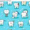 HardPress Wall Art Poster Print of Teeth Background .Seamless Pattern with Teeth, Star Elements. Baby illat Dental Cute Pattern. Fabric Design for Sleepwear