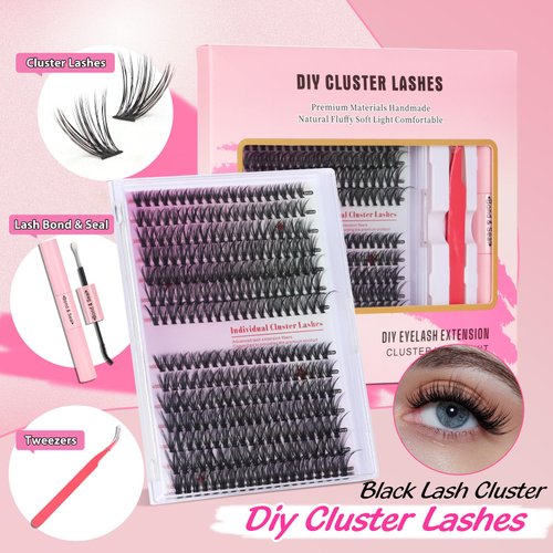 30D-40D Eyelash Extension Kit, 10-18mm DIY Kit with Glue Eyelashes, lash clusters，Double Ended Glue Tweezers Set，diy lash extension kit.