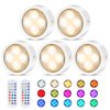 Onumii LED Puck Lights Battery Operated Under Counter Tap Lights Stick on Wireless Battery Lights Under Cabinet Lighting with Color Changing, Timer Function and Remote Control (5 Pack White)