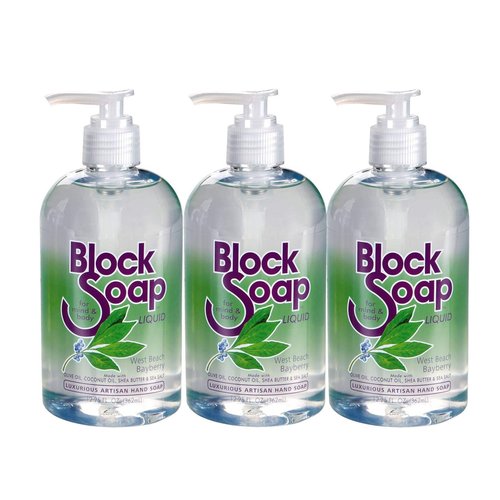 BLOCKSOAP FOR MIND & BODY Bayberry Liquid Hand Soap with Olive Oil, Coconut Oil and Shea Butter (12.25 Fluid Ounces) - 3 Pack