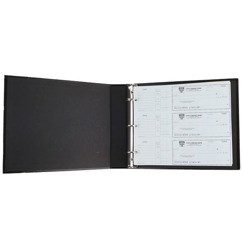 3 Ring Check Binder - for Home Accountant & End-Stub Deskbook Checks 3-on-a-Page Business Checks, Fit 3 & 9 Holes Check, Can Hold 250 Checks, Vinyl Leather Cover - 11 1/4"x9"