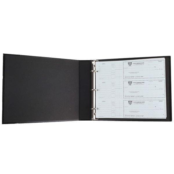 3 Ring Check Binder - for Home Accountant & End-Stub Deskbook Checks 3-on-a-Page Business Checks, Fit 3 & 9 Holes Check, Can Hold 250 Checks, Vinyl Leather Cover - 11 1/4"x9"