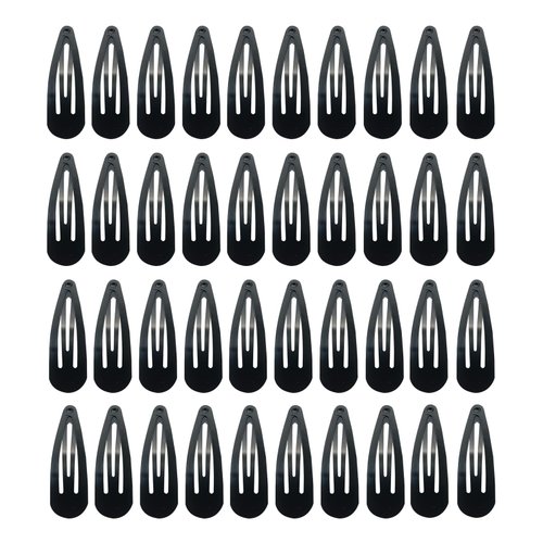 40 Pieces 2 Inch Black Frosting Metal Snap Hair Clips Metal Hair Barrettes with Anti-Slip Design，Non-Slip Barrettes Hair Accessories for Girls, Women, Kids Teens or Toddlers