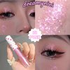 dreamynini Liquid Glitter Eyeshadow White Liquid Eyeliner 3Pcs Shimmer Highlighter Makeup Waterproof Eye Glitter Korean Makeup, Long Lasting, Quick Drying & Pigmented Glitter Glue for Eye Makeup