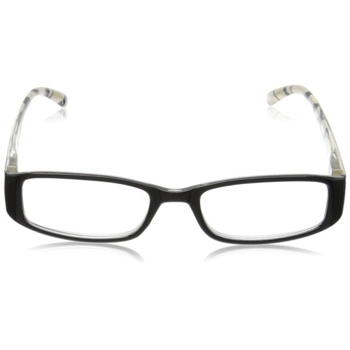 Foster Grant Women's Tatum Square Reading Glasses, Black/Transparent, 59 mm, 1.25