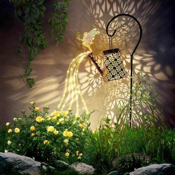BALGELI Outdoor Solar Watering Can Light, Waterproof Watering Can Landscape Retro Metal Hanging Lights, Porch Walkway Lantern for Yard Front Porch Patio Backyard Present for Mom Grandma Women Birthday