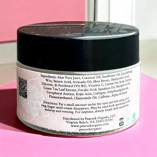 Vitamin C Eye Cream with Green Tea & Caffeine to Reduce Puffiness & Discoloration - Brighten & Hydrate - Banish Dark Circles & Reveal Youthful Eyes - 1 oz Glass Jar