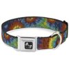 Dog Collar Seatbelt Buckle Tie Dye Swirl Multi Color 15 to 26 Inches 1.0 Inch Wide