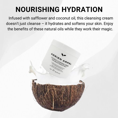 Adrien Arpel Coconut Cleansing Crème, Facial Cleanser & Makeup Remover, Balm Hydrates & Softens Sensitive, Dry & Mature Skin, 4 oz