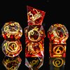 Ring DND Dice Set Sharp EdgeResin Dice,Golden Ring Inclusion Lord of The Rings D&D Dice RPG Role Playing Games, Dungeons and Dragons Polyhedral Dice Set（red）