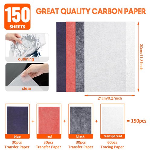 90PCS Graphite Transfer-Paper and 60PCS Tracing-Paper - Carbon Paper for Tracing Graphite Paper Carbon Copy Paper for Wood,Craft,Canvas DIY A4 Size 8.5 X 11 Inch