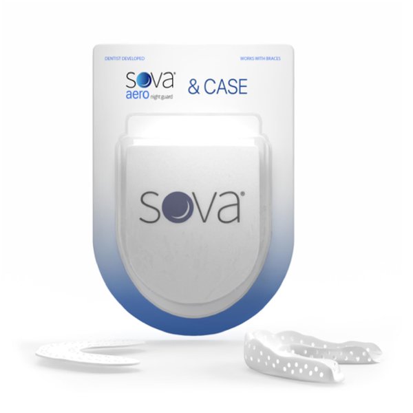 SOVA Aero Night Guard with Case - 1.6mm Thin - Custom-Molded Fit - Protects Against Nighttime Teeth Grinding & Clenching - Odor & Taste Free - Remoldable Up to 20 Times - Non Toxic