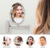 OVENTE 7" Wall Mount Makeup Mirror, 1X & 7X Magnifier, Adjustable Spinning Double Sided Round Reflection, Extend, Retractable & Folding Arm, Bathroom & Vanity Décor, Nickel Brushed MNLFW70BR1X7X