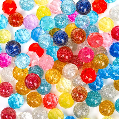 Goaste 100 Pack Small Bouncy Balls Bulk, 1.2 Inch/30mm Rubber High Bouncing Balls for Kids, Mini Glitter Bounce Balls Assorted Colors for Birthday Party Game Prizes Vending Machines Fillers Outdoor