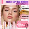 3 Colors Fairy Dust Highlight Patting Powder,Magic Polvo De Hadas Highlighter Makeup,Body Glitter Face Blusher Patting Powder,Daily Party Halloween Christmas Body Contouring Shimmer Powder（3PCS）