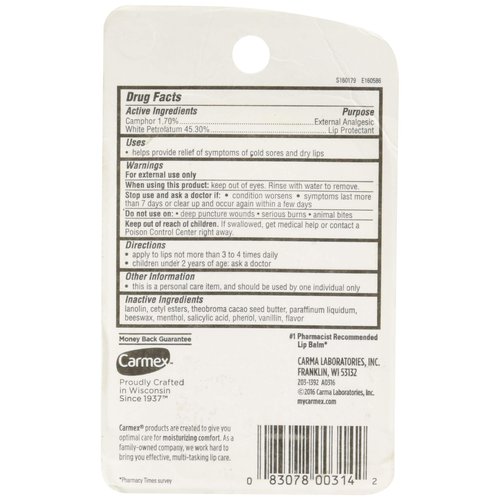 Carmex Lip Balm Tube Classic Medicated 0.35 Ounce 3 Count (10.3ml)