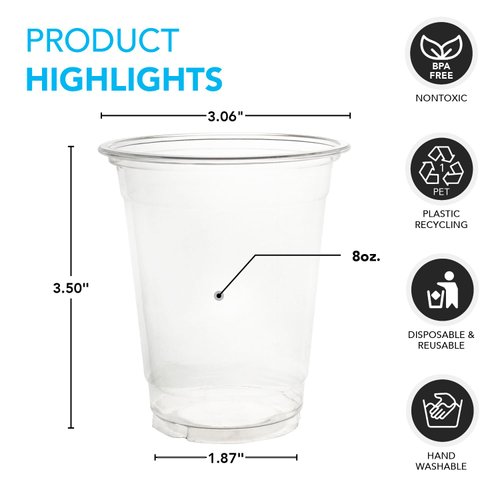 Party Essentials Soft Plastic Party Cups/Tumblers, 40 Ct, 8 oz, Clear