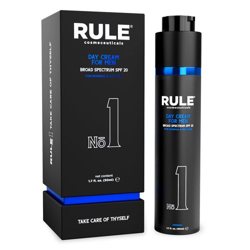 RULE COSMECEUTICALS - No.1 Day Cream, Face Moisturizer for Men, 10-in-1 Men’s Face Cream, Face Moisturizer with SPF 20 for Normal to Dry Skin, Men’s Grooming, Collagen, Vitamin B, C, E, 50 mL