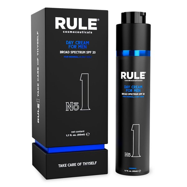 RULE COSMECEUTICALS - No.1 Day Cream, Face Moisturizer for Men, 10-in-1 Men’s Face Cream, Face Moisturizer with SPF 20 for Normal to Dry Skin, Men’s Grooming, Collagen, Vitamin B, C, E, 50 mL