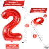 KatchOn, Giant, Red Number 2 Balloon - 40 Inch | 2nd Birthday Balloons for Two Fast Birthday Decorations | Red 2 Balloon Number, 2nd Birthday Decorations for Boys | Plim Plim Birthday Party Supplies
