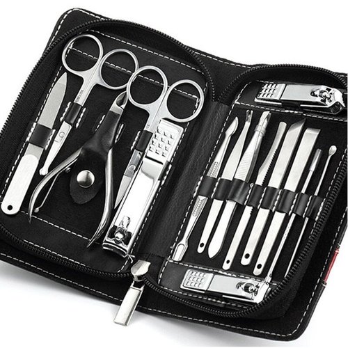 PhantomSky 15 Pcs Stainless Steel Manicure Pedicure Set Nail-Clippers Cleaner Cuticle Grooming Kit - Perfect Nail Scissors Tool Set for Professional and Daily Use
