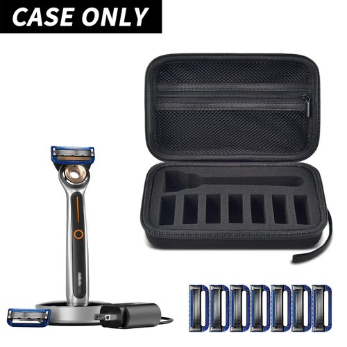 Travel Case Compatible with Gillette Heated Razor for Men, Starter Shave Kit Storage Holder for Blade Refills, Clipper Guards, Charging Dock and Accessories-Black(Box Only)