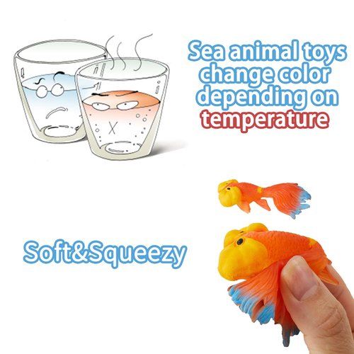 Color Changing Water Table Toys, Mold Free Bath Toys, Squishy Mini Fish Toys for Kids, Sea Animals Toys, Pool Toys, for Bathroom, Ocean Party Decorations, Class Rewards, Christmas,Easter