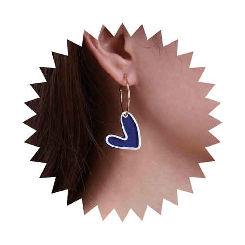 Sttiafay Vintage Blue Heart Earrings Enamel Heart Drop Earrings Acrylic Love Heart Earrings C Shape Hoop Earrings Gold Open Circle Earrings Jewelry for Women