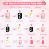 krofaue Press on Nails for Kids - 96pcs 4 Pack Children Fake Nails Kids Girls Stick on Nails for Kids Full Cover Cute Pre-Glue Acrylic Fake Fingernails Kits Sets Little Girls Short Nail Decoration