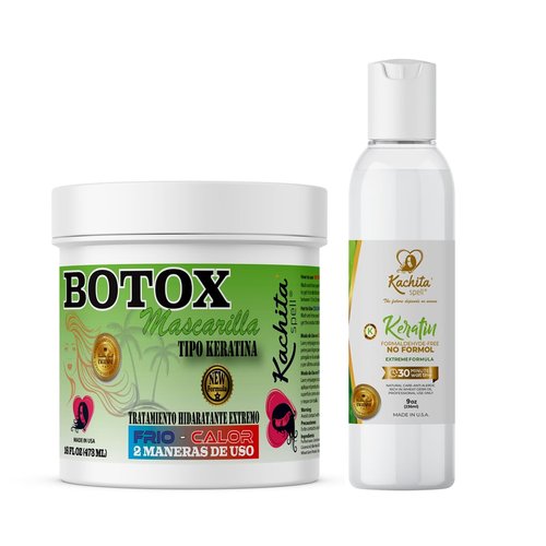 Kachita Spell Kit No Formol Brazilian Keratin Treatment Alisado de Keratina 8oz + Hair Treatment Capillary Rejuvenating System Formaldehyde Free 16oz