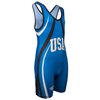 KO Sports Gear - Unisex Wrestling Singlet (USA Blue, Youth Medium)