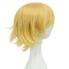 12 Inches Unisex Short Cosplay Hair Party BOB Wig with Bangs Halloween Costume Wigs (Yellow)