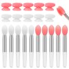 Newtay 20 Pcs Silicone Lip Brush Covers and Lip Brushes for Lipsticks, Lip Gloss, Lip Balm and Other Cream Makeup Products Pink White