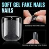 TOMICCA Extra Short Square Fake Nail Tips, Half Matte Acrylic Pre Filed Soft Gel Nail Tips, 192Pcs Full Cover Pre Shaped 12 Sizes Fake Nails for Beginner and Professional DIY Nail Salon